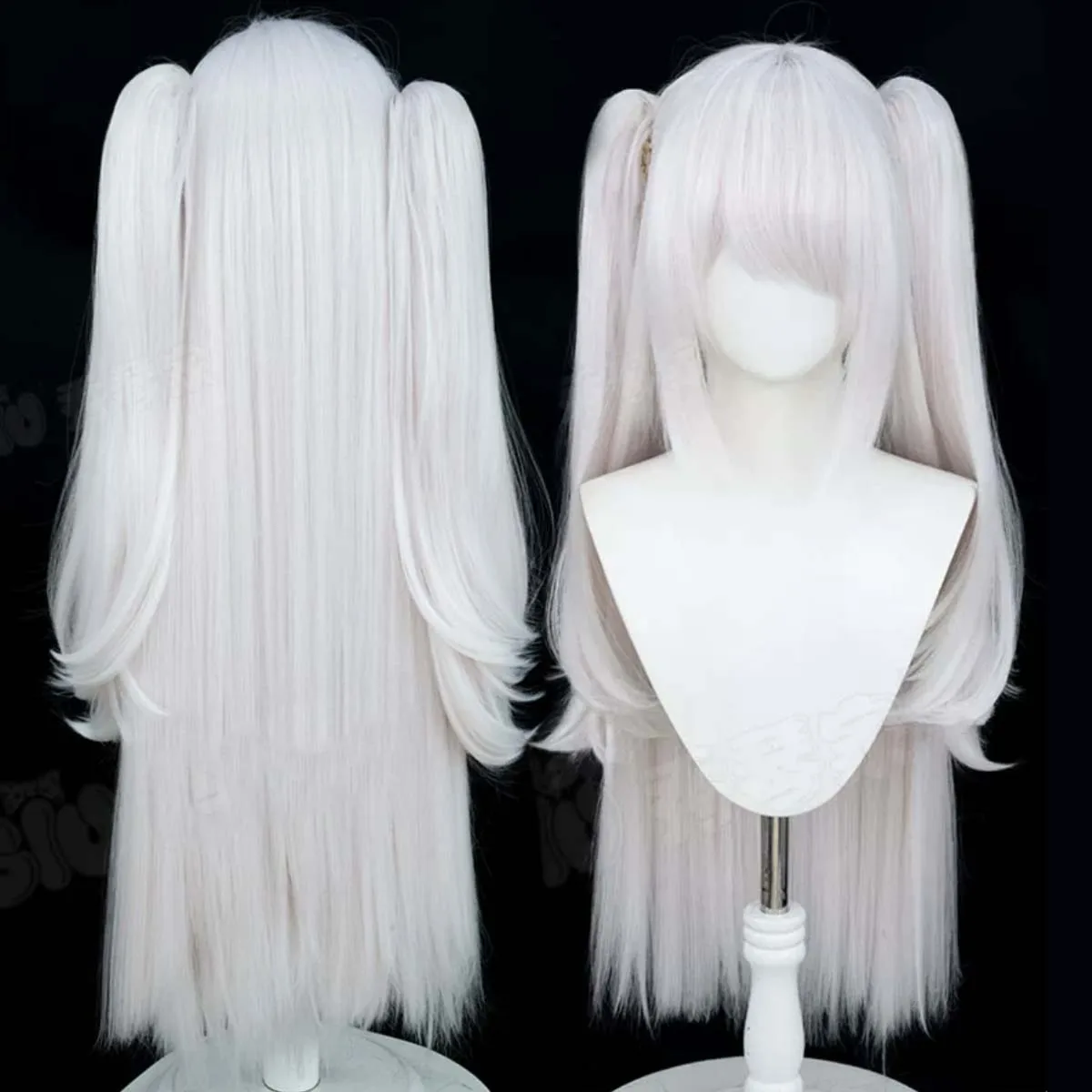 Women Game Azur Lane Hartford Cosplay Wig 85cm Pink White Twin Tails Heat Resistant Synthetic Hair For Halloween Party