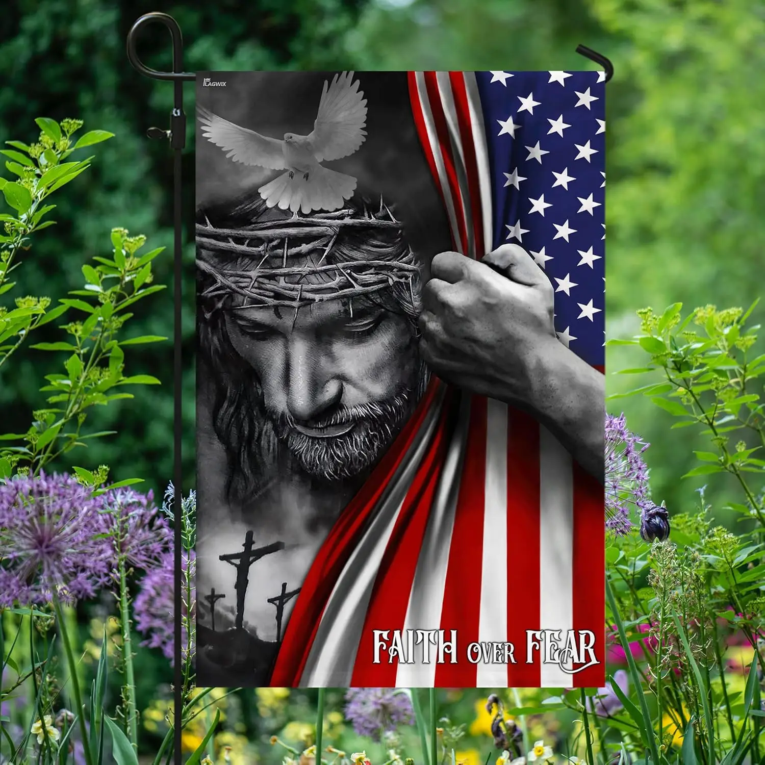 FLAGWIX Christian Patriot American Flags, Faith Over Fear God Flag - 4th of July, Independence Day Decorations for Home, Gar zzo