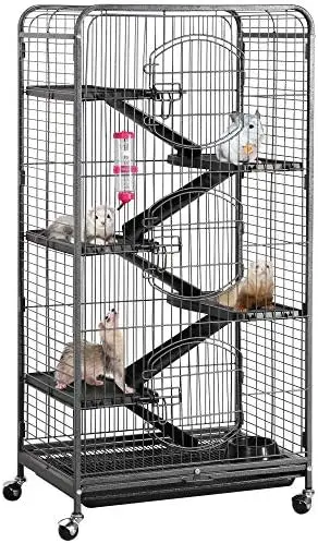 52-inch Ferret Cage 6 Level Metal Rat Cage with 3 Front Doors/Feeder/Wheels Small Animal Cage for