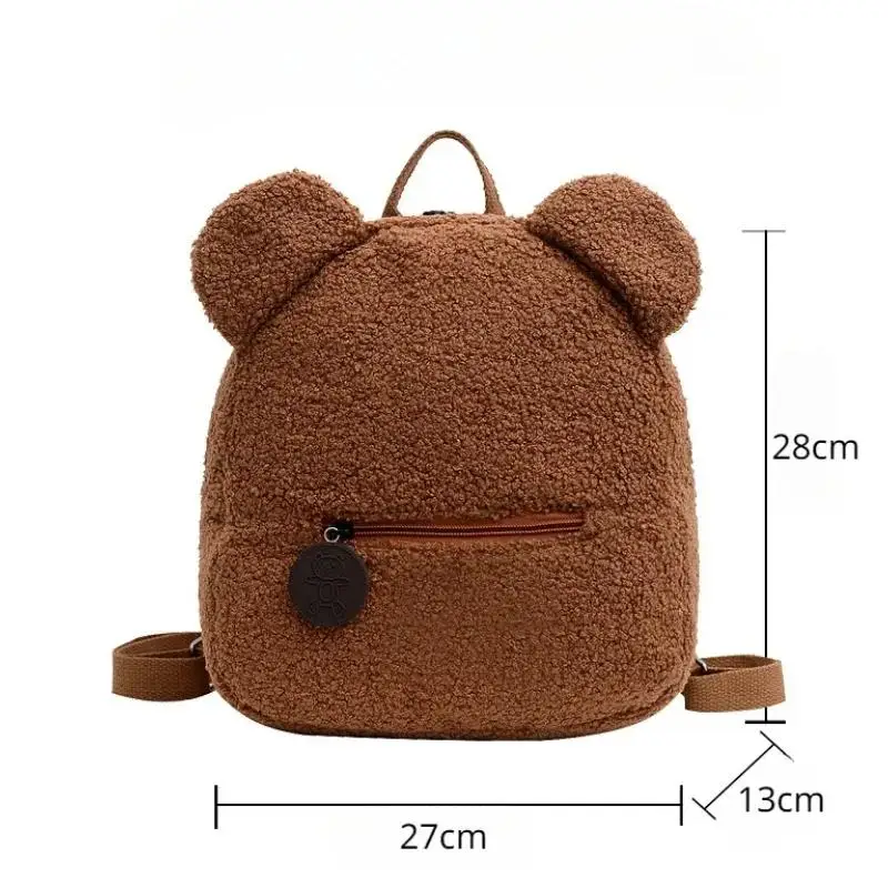 Personalised Baby Girls Backpack Cute Bear Plush Solid Color Baby Bag Name Casual Backpack For Toddler Kids