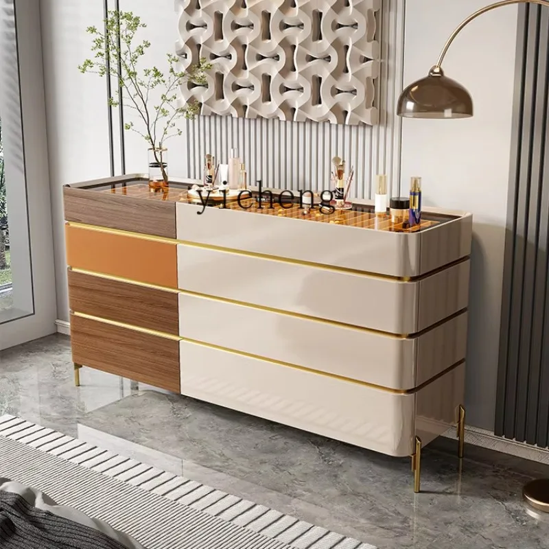 Light Luxury Bedroom Chest Modern Simple Bedside Cabinet Living Room Five Buckets Paint Jewelry Storage LockerD18