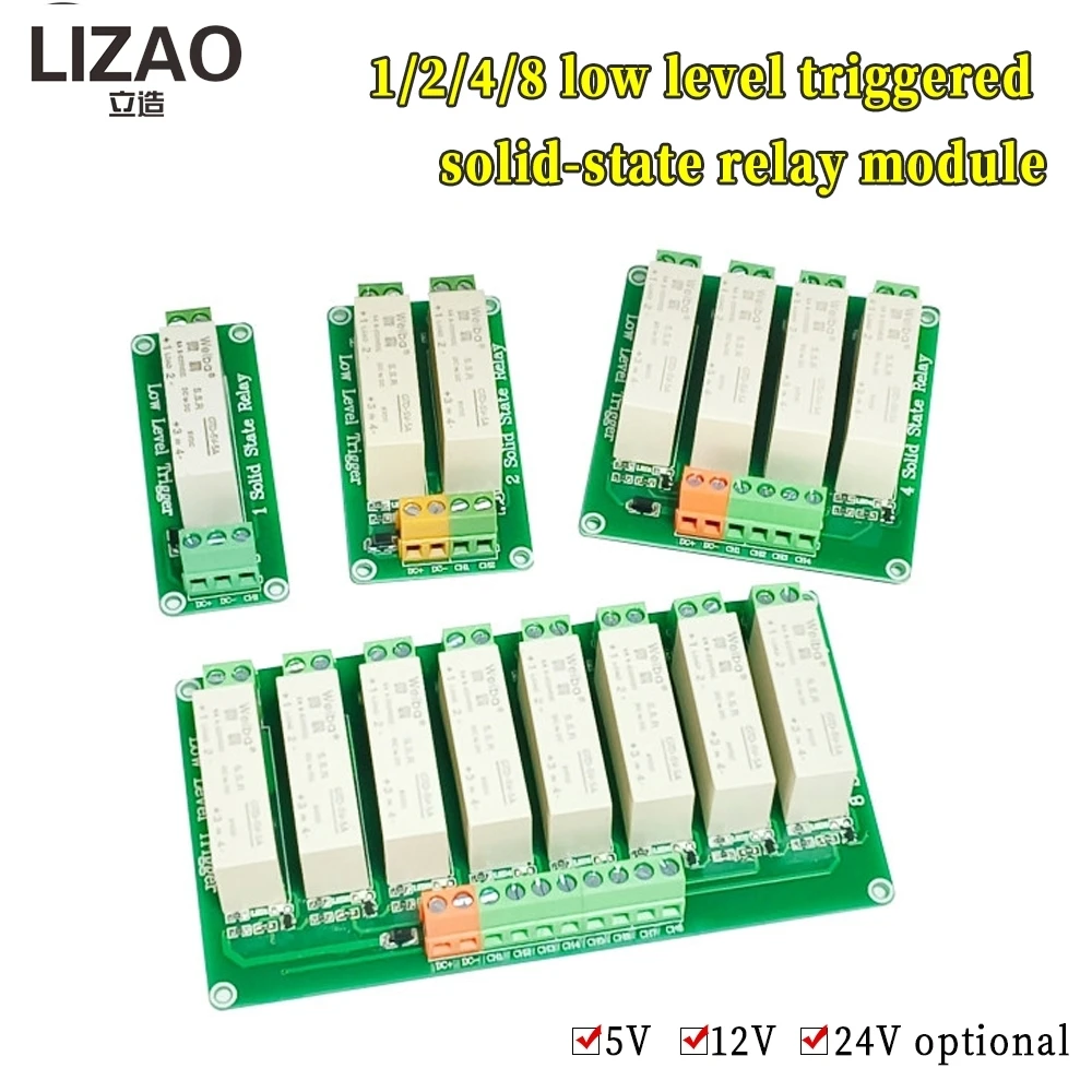 1/2/4/8-Channel Low-Trigger SSR Module, 5A DC Control DC Solid State Relay for Arduino/Raspberry Pi