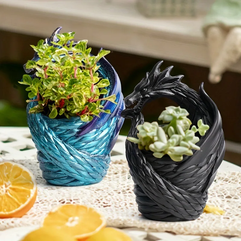 Resin dragon flowerpot succulent pot suitable for spring and summer home desktop decoration