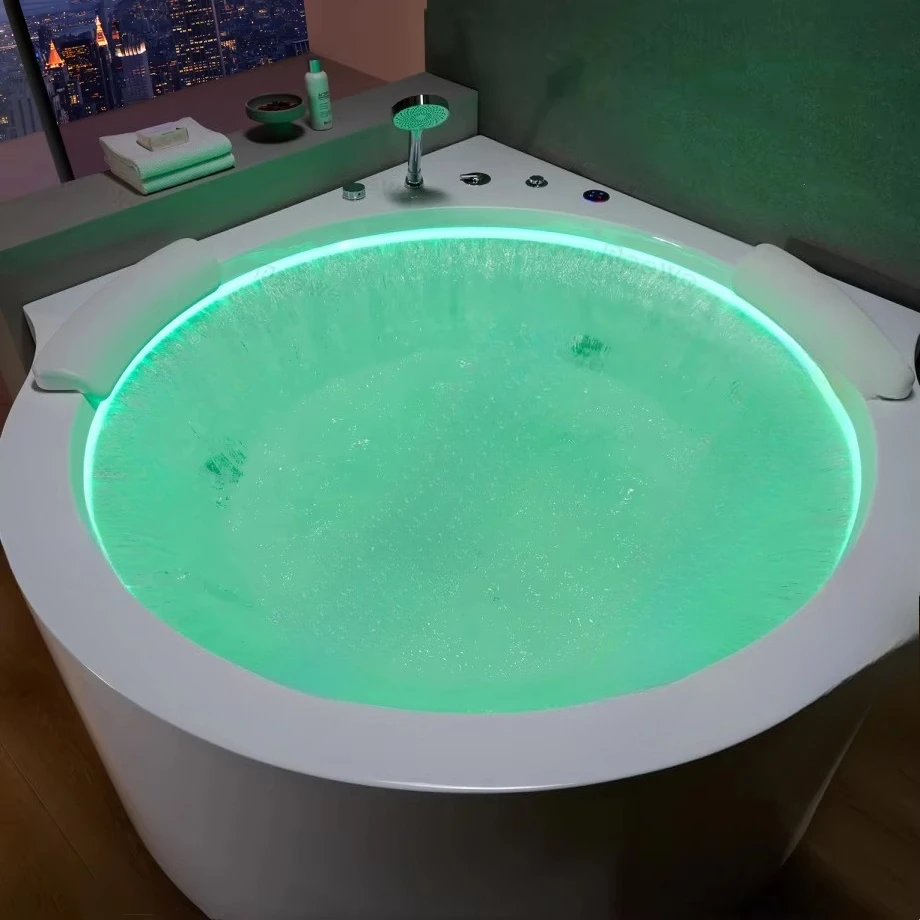 High End Hydro Sex Massage Bathtub and Jakuzzi whirlpool Spa Tub Round Waterfall Hydrotherapy Jetted Tub for Corner Bath