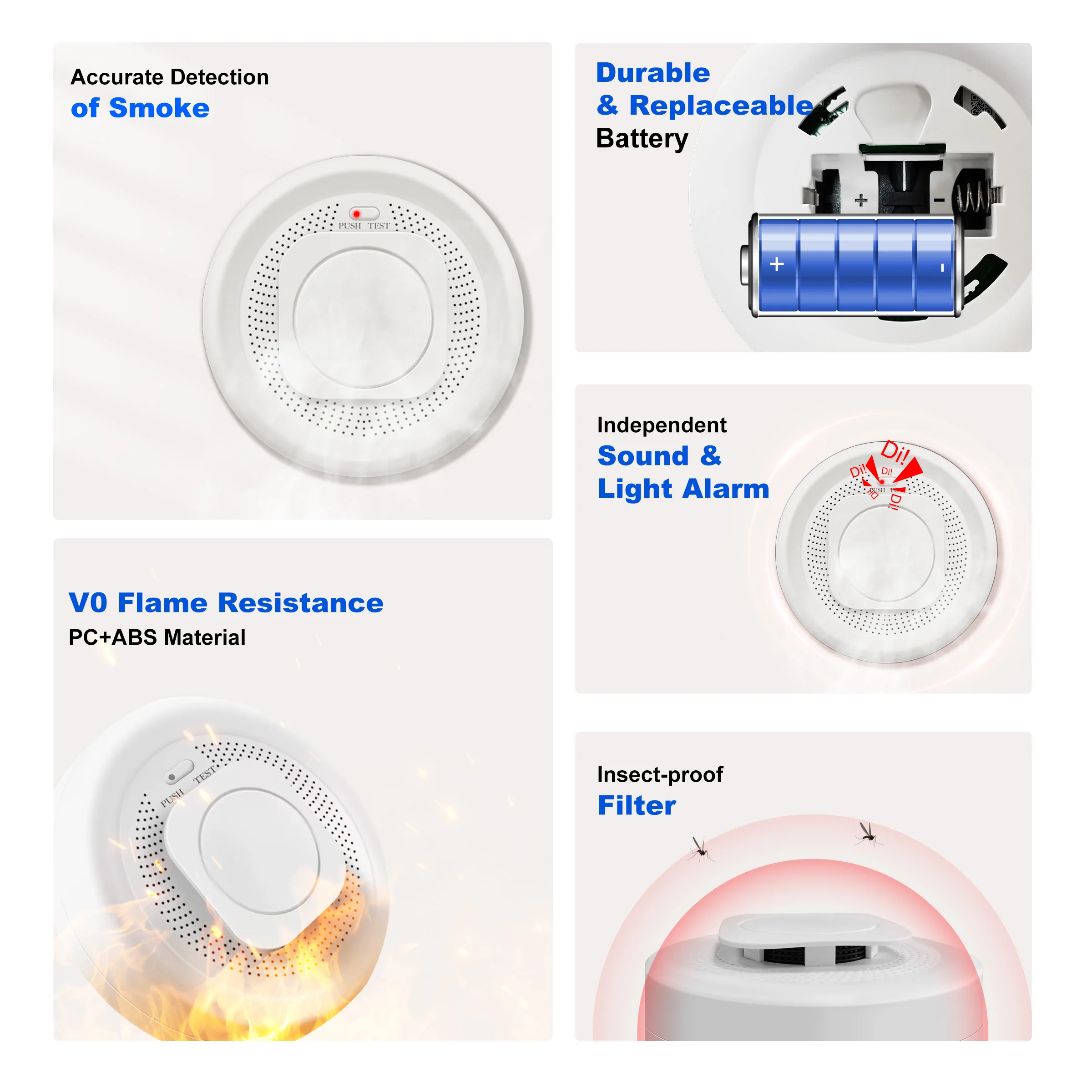 Imagem -02 - Girier-zigbee Inteligente Detector de Fumaça Sensor de Alarme de Incêndio Alimentado por Bateria com App Notificação Instantânea 85db Alertas Segurança Doméstica