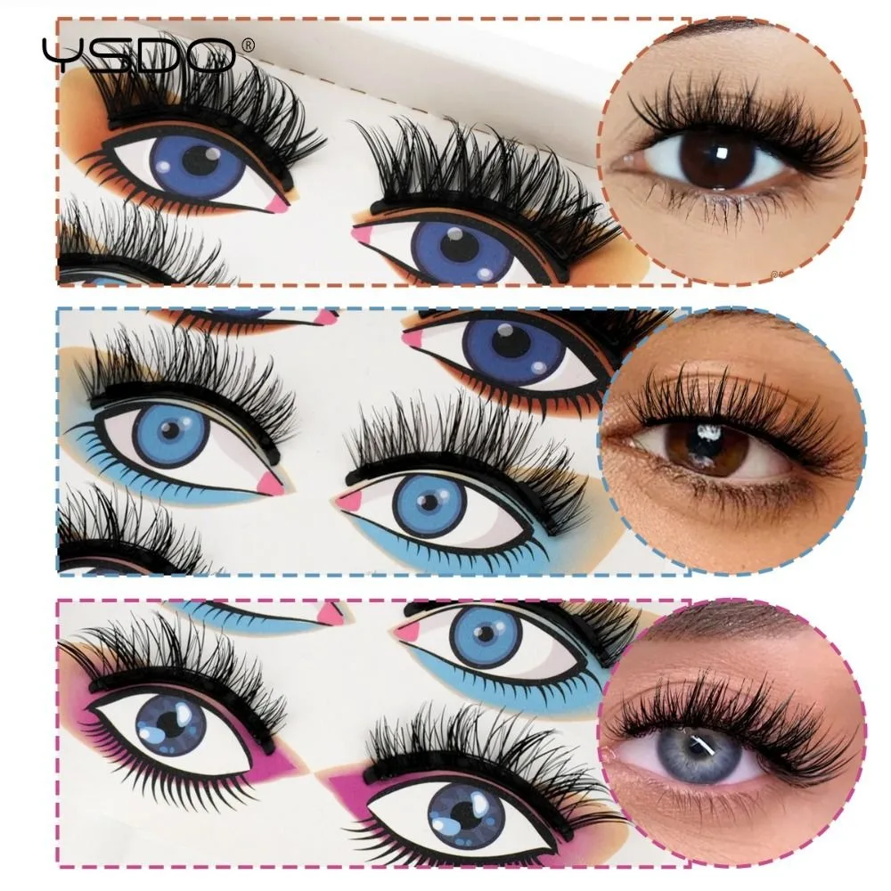 3 Pairs New YSDO Magnetic Lashes Soft Fluffy Reusable False Eyelashes No Glue Needed Faux 3D Mink False Lashes Western Style