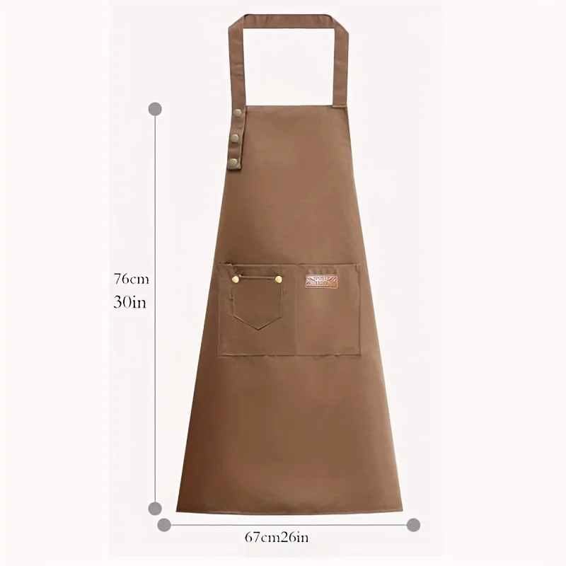 Fashion Work Bib Apron Adjustable Strap Forest-Style Apron Large Pockets Durable Kitchen Cafe Shop Cooking Uniform Cafe Apron