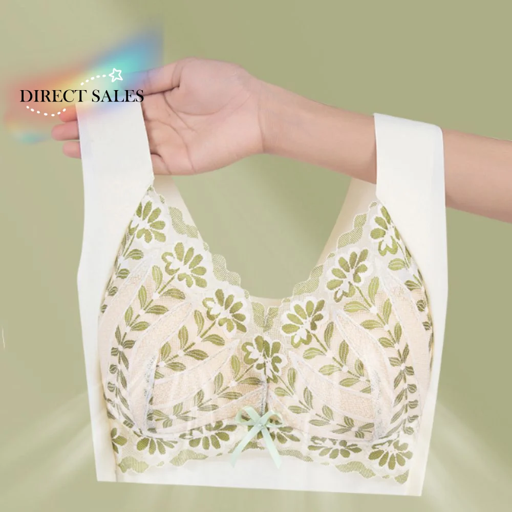 Fashion Leaf Flower Lace Deep V Bras Shockproof Big Cup Seamless Push Up Bras Gathered Breasts Lingerie Wireless Bras Girls