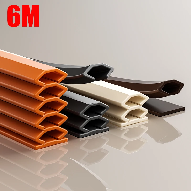 

6M TPE Self-adhesive Sealing Strip Adjustable Size Insulation Soundproof Door Stop Window Gap Weather Stripping Multi-layer Seal