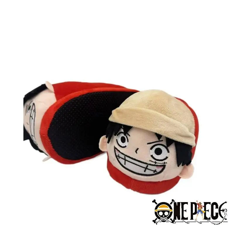 Anime uma peça casa chinelos macaco d. Luffy chinelos inverno quente mulheres homens tony chopper interior casal sapatos de pelúcia brinquedo