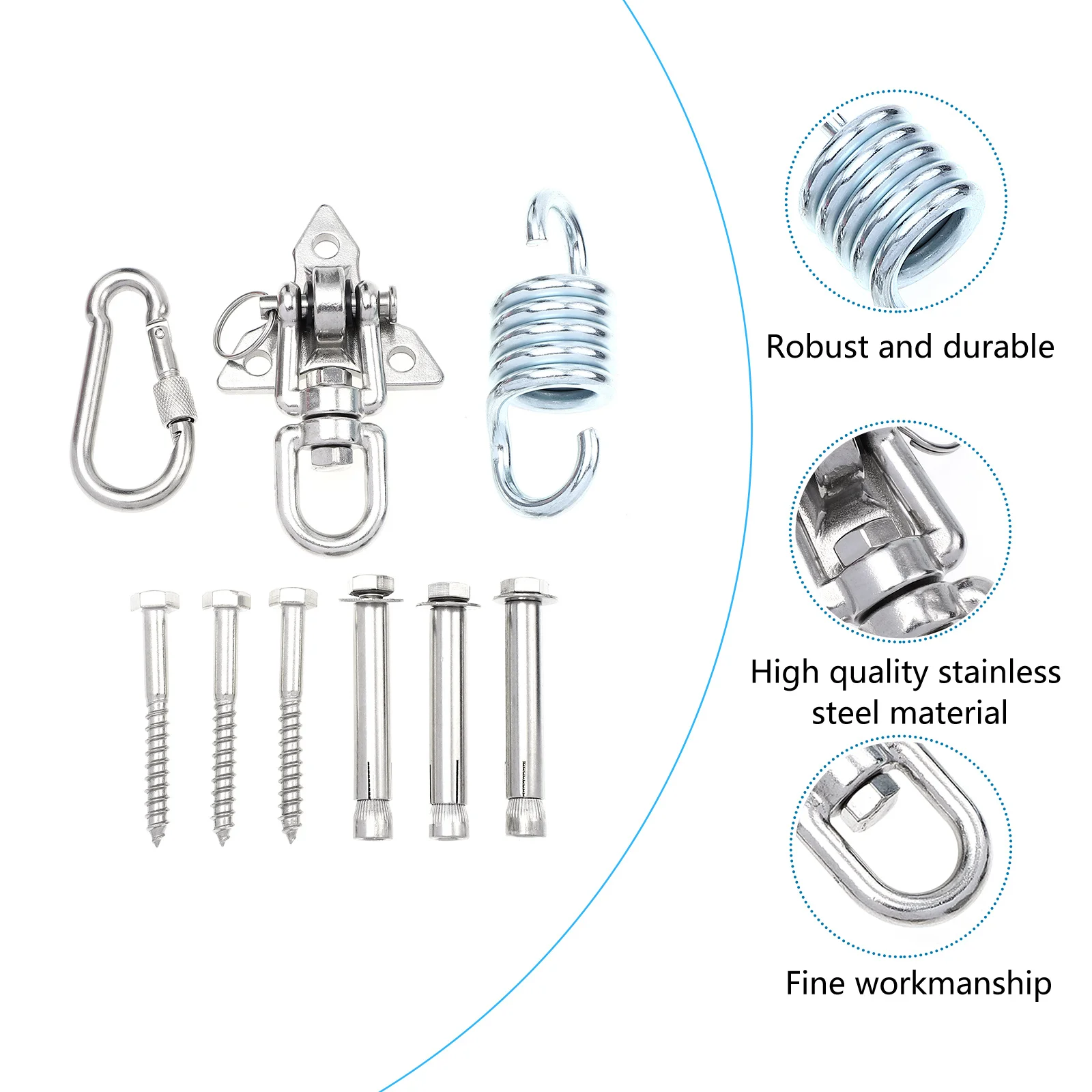 

1Set Swing Chair Hook Kit Heavy Duty Stainless Steel Durable Hanging Fixing Hook for Indoor Outdoor Hammock Hammock Fitting
