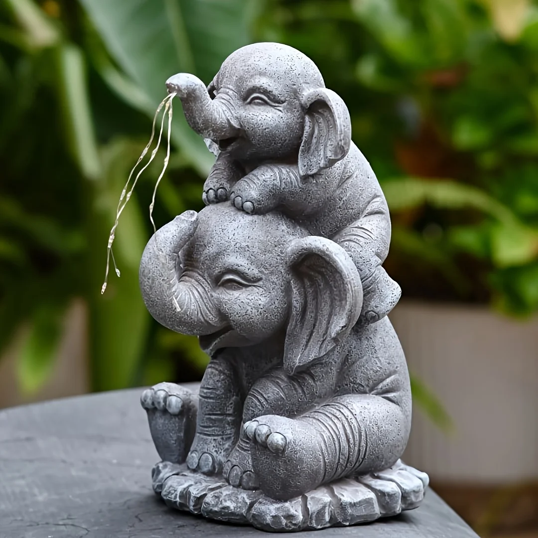 Outdoor Solar Garden Statue Lights, Elephant Statue Solar Garden Decor, Outdoor Resin Elephant Back Elephant Sprinkler Statue Light, for Patio, Yard, Balcony, Home Decor Housewarming Ornament