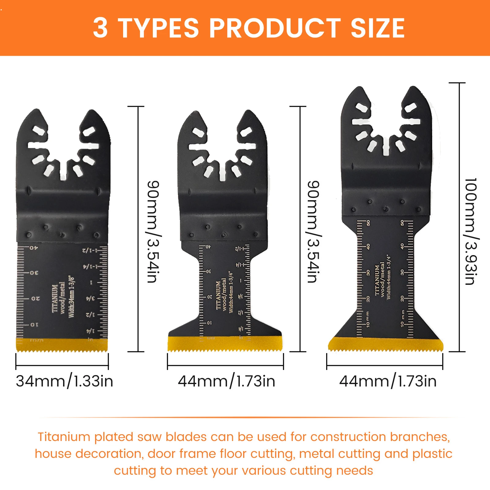 10/20/34/45/64/88mm Titanium Oscillating Blades Multitool Oscillating Saw Blades Tools Accessories for Wood Hard Material Metal