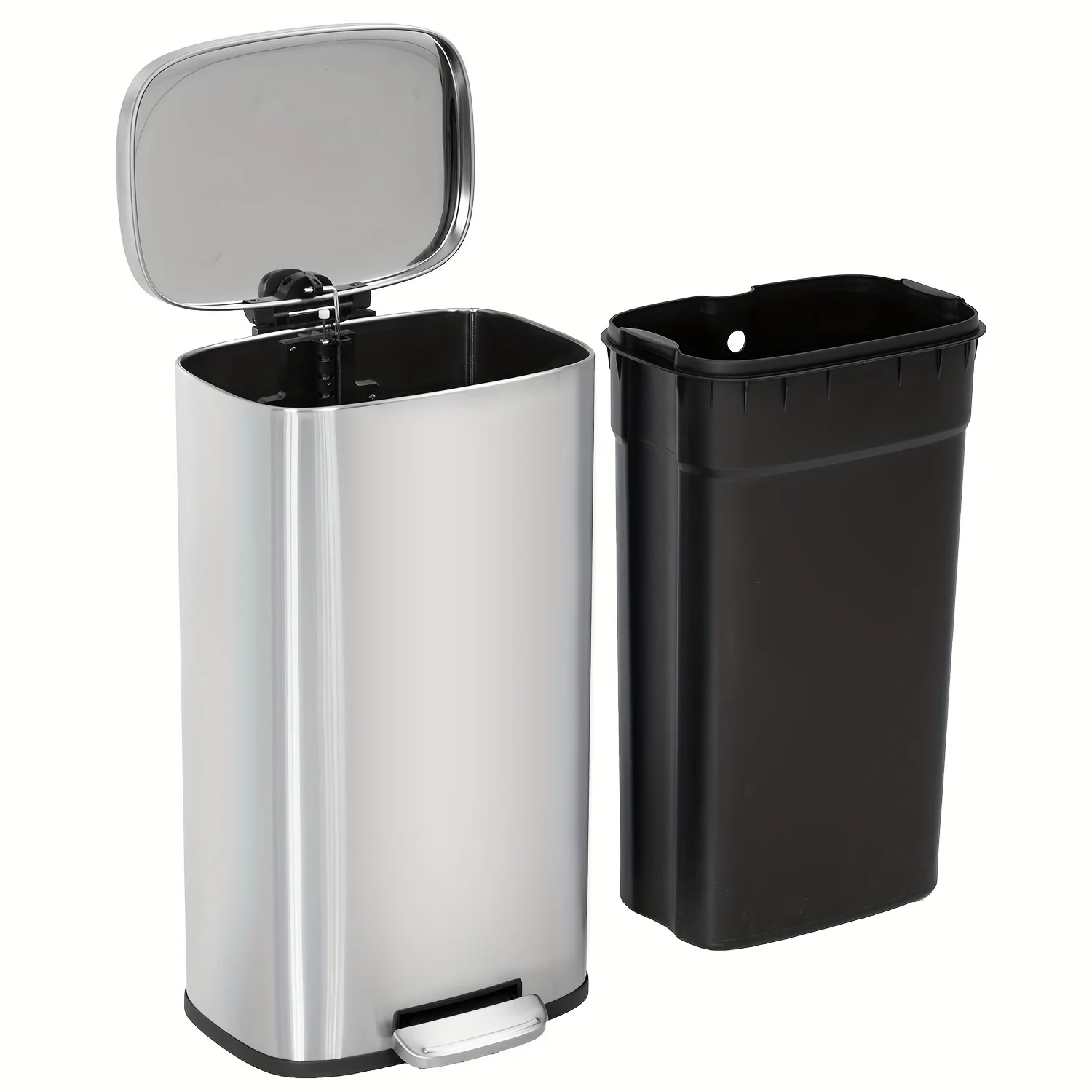 

30L Foot-operated Stainless Steel Trash Can Removable Inner Bucket Waterproof Antifouling Silent For Kitchen Living Room Bedroom