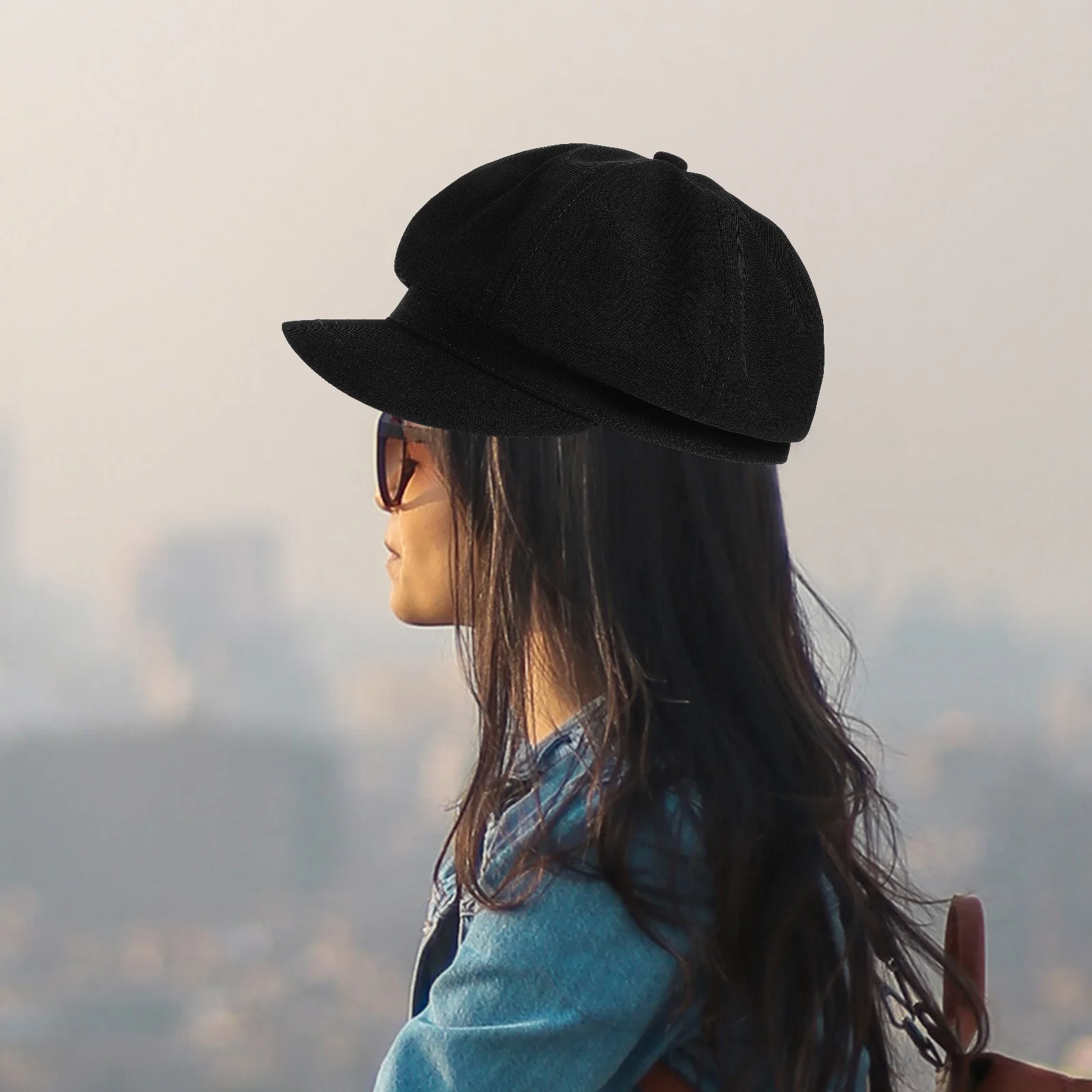 

Retro Beret Hat for Women Black Girls Caps Stylish Beanie Octagonal Shape Fashion Party Classic Design Comfort Wear