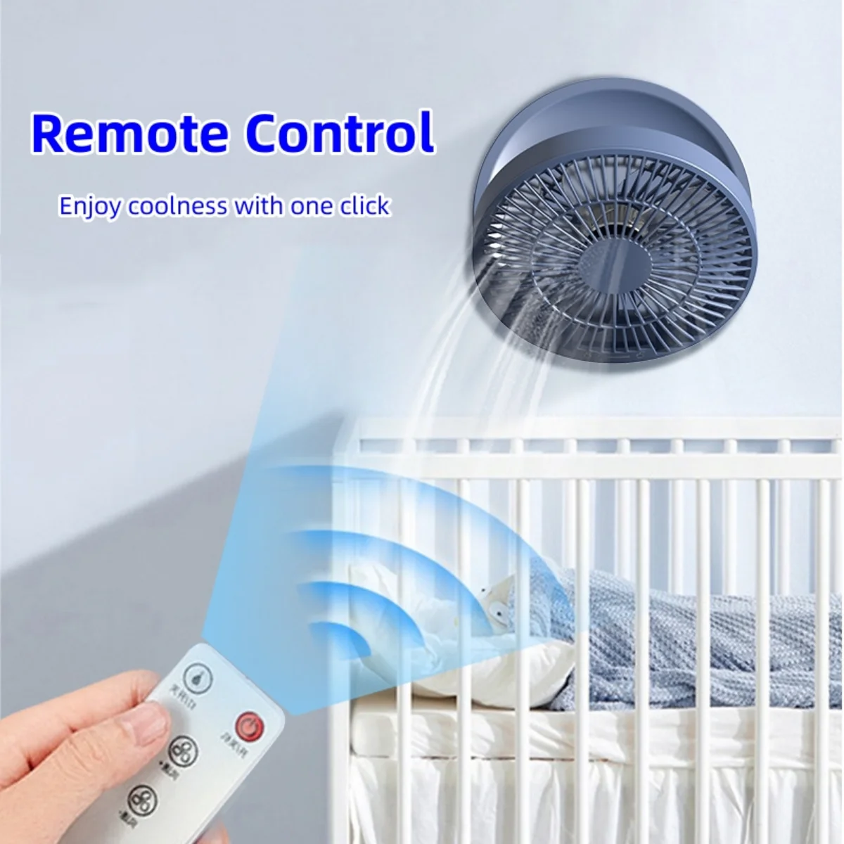 New Remote Control Wireless Circulating Air Cooling Fan with LED Light Folding Electric Wall-mounted Fan Desktop Fan USB