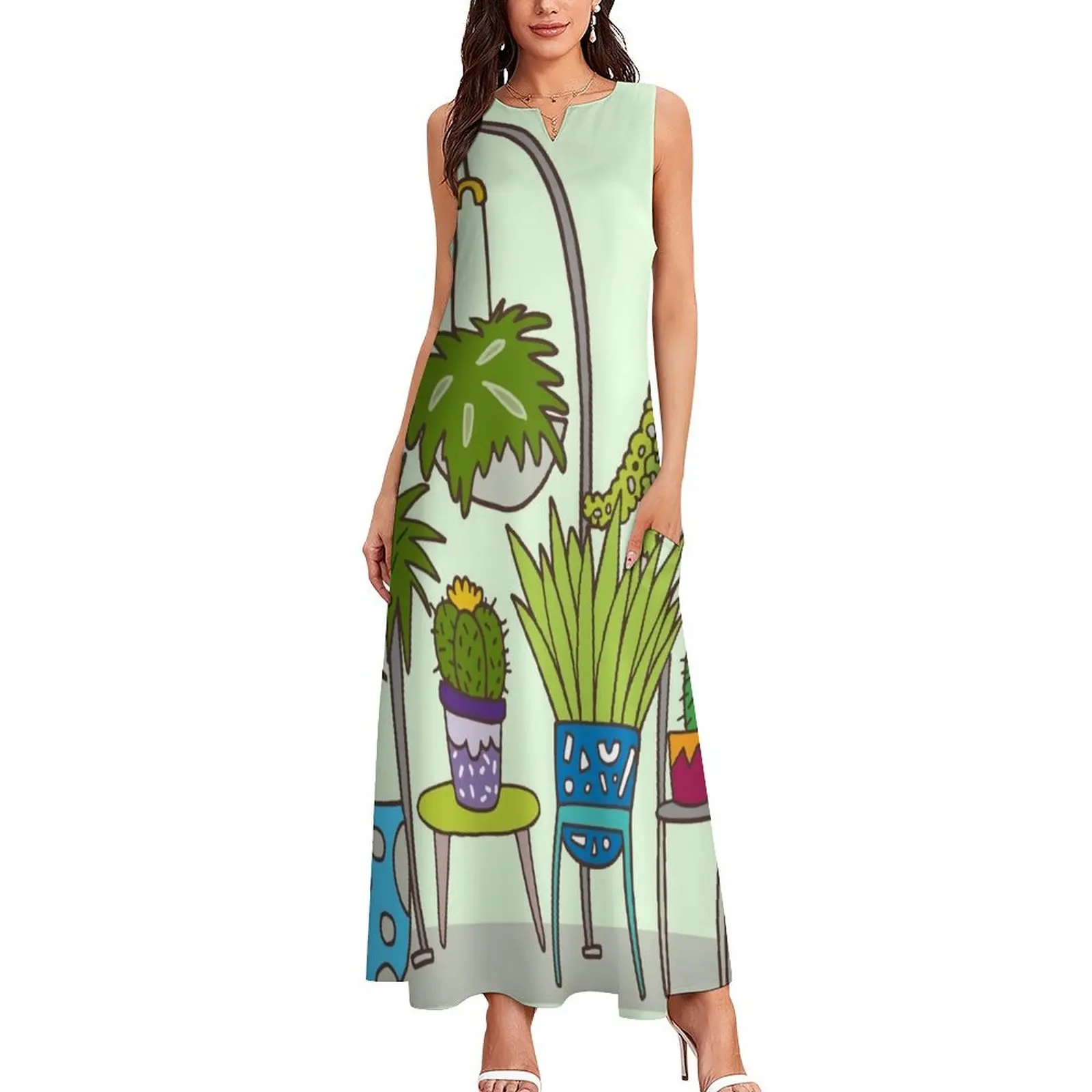 Plant life Long Dress dress women summer 2025 evening dress woman Summer women's clothing Woman clothing