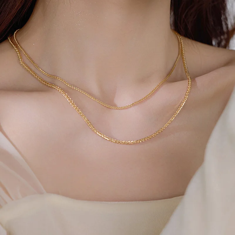 

S999 silver Chopin chain adjustable pull-out heart chain tail necklace women's versatile plain chain wholesale collarbone chain