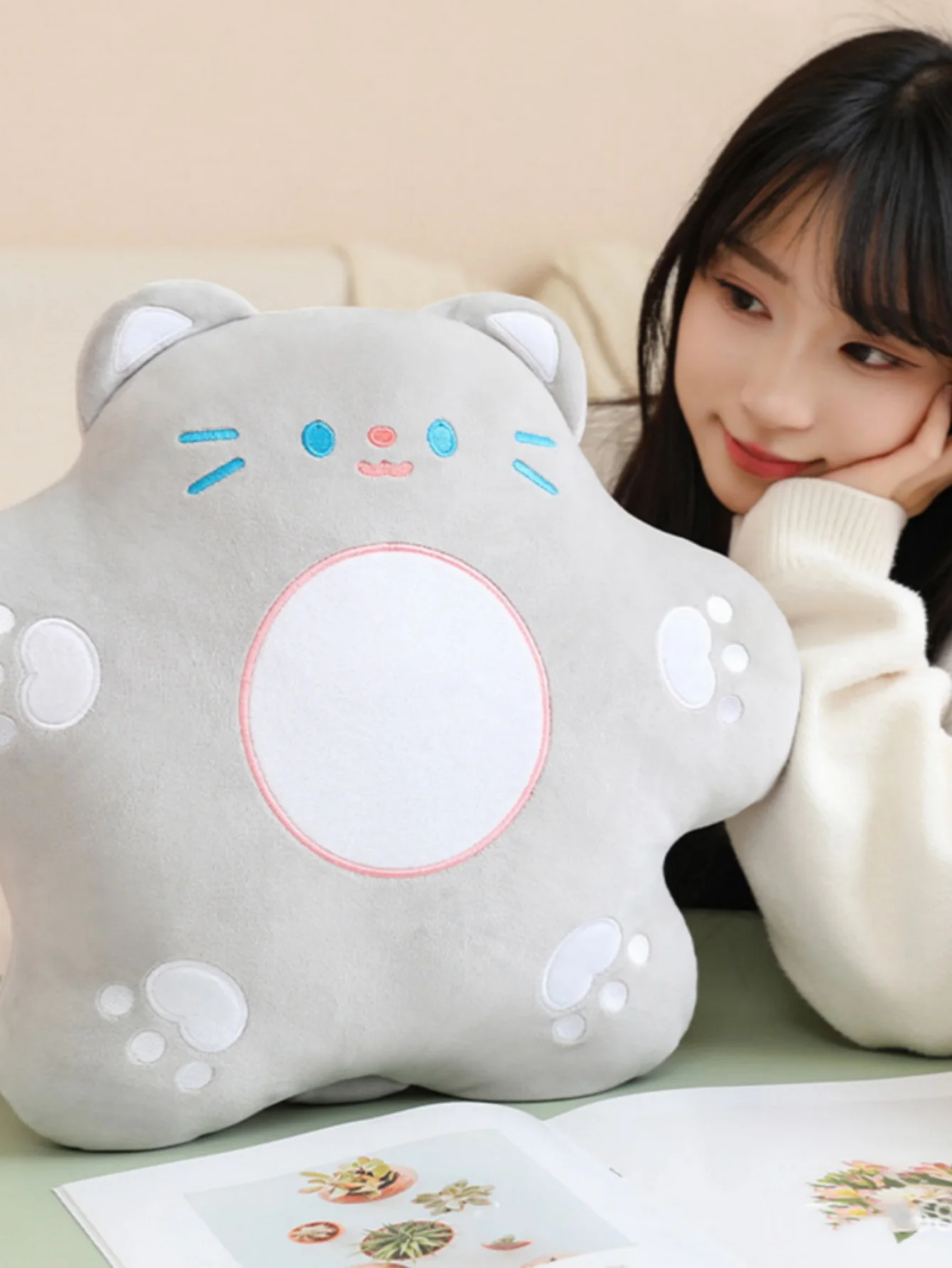 Creatieve bloemen kat lendensteun schattig kantoor kat kussen bank bloem kussen bloem knuffels