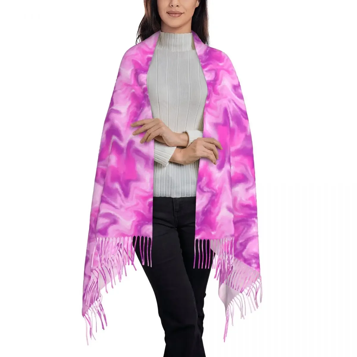 Abstracte Tie Dye Sjaal Wit Roze Ontwerp Warme Zachte Sjaal Wraps Dame Luxe Merk Hoofddeksels Winter Ontwerper Bufanda Mujer