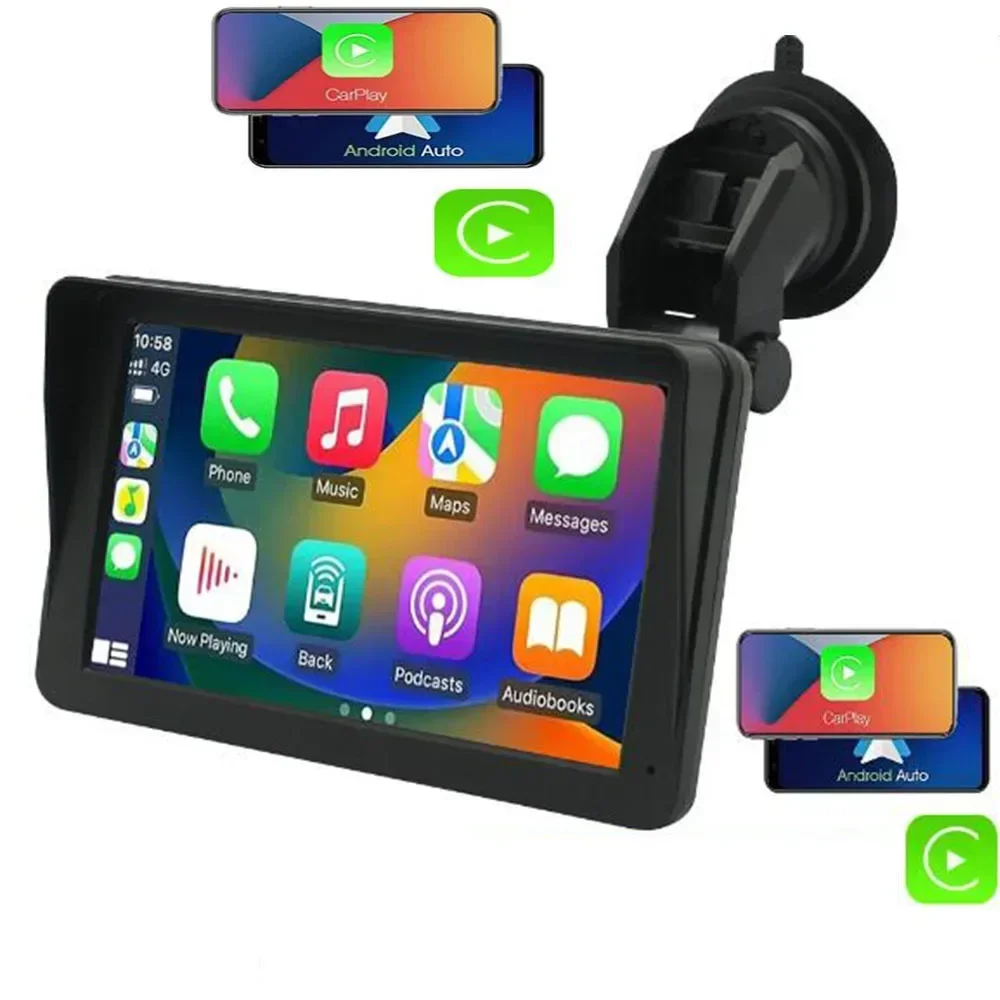 Reproductor de vídeo Multimedia Universal para Radio de coche de 7 pulgadas, Carplay inalámbrico, pantalla táctil IPS automática, cámara de salpicadero DVR 4K para Hyundai KIA Toyota