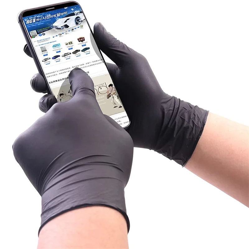 5-20Pcs Black PVC Gloves Work Gloves Kitchen Disposable Synthetic Gloves For Household Kitchen Car Clean Cleaning Gloves