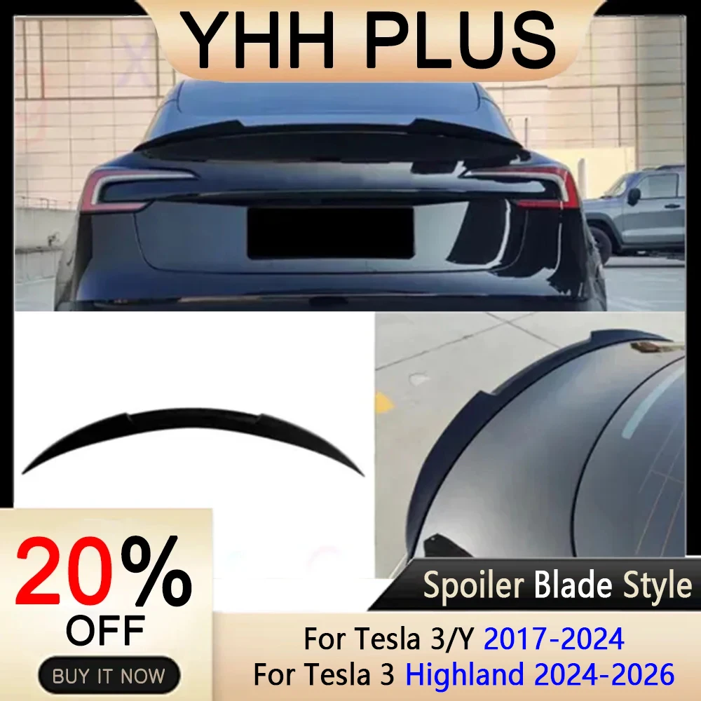 Spoiler ABS Tylne drzwi Skrzydło bagażnika Wygląd włókna węglowego Dla Tesla Model 3/Y 2017-NOW Akcesoria Model3 Highland 2024 Auto Parts