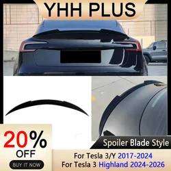 ABS Spoiler Rear Door Tail Trunk Wing Carbon Fiber Look For Tesla Model 3/Y 2017-NOW Accessories Model3 Highland 2024 Auto Parts