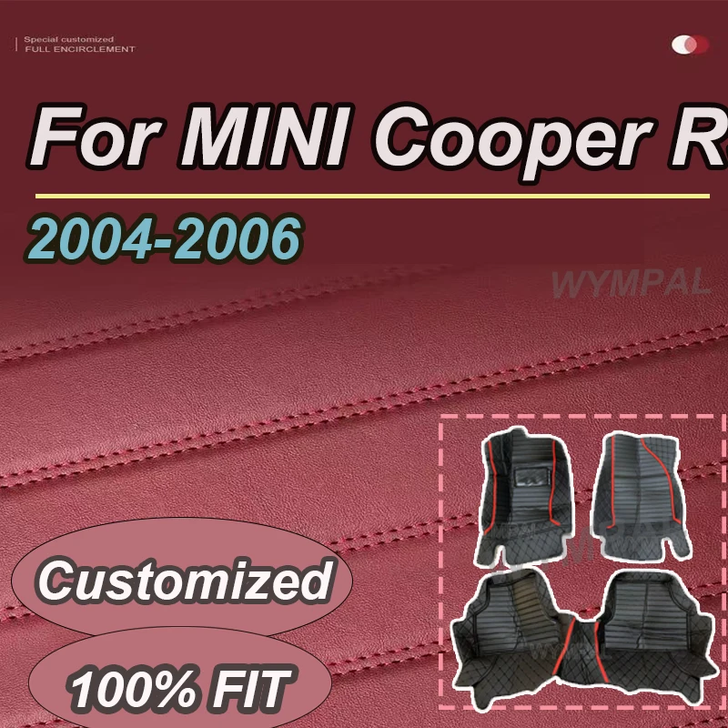 

Роскошные автомобильные коврики на заказ для MINI Cooper R50 2004 2005 2006, роскошные кожаные автомобильные коврики