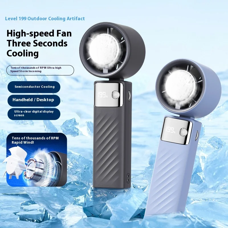 Ventilatore portatile a 199 velocità con raffreddamento a semiconduttore Design pieghevole Display HD Ventilatore esterno portatile per l'estate