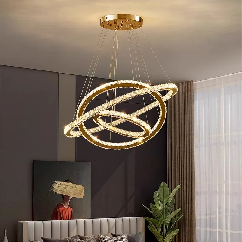 Imagem -04 - Modern Crystal Chandelier For Home Decoration Stair Pendant Lamp Living Room Pendant Lights Iluminação Interior