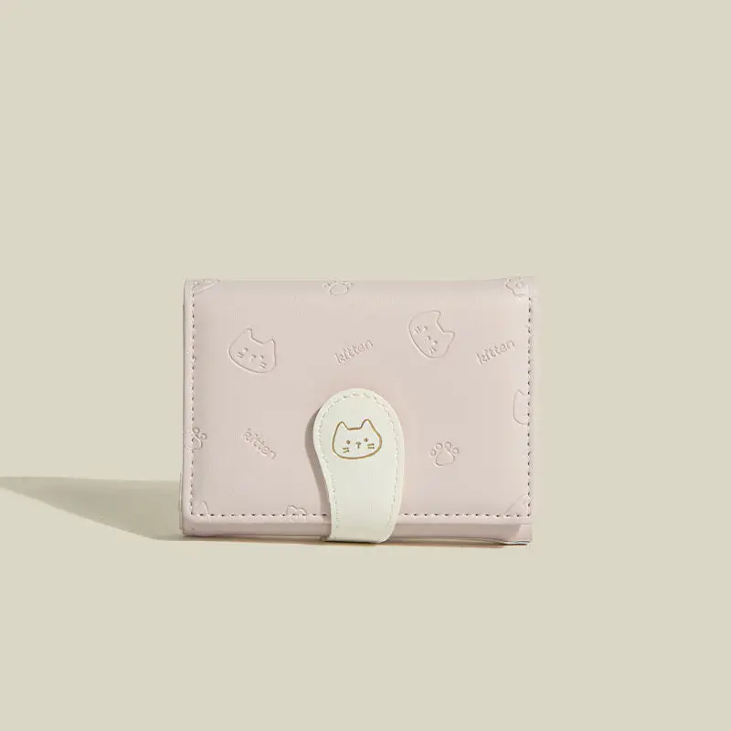 محفظة صغيرة مبتكرة جديدة للنساء، طراز قصير مع فتحات بطاقات متعددة، حامل بطاقات متكامل، تصميم عصري وبسيط