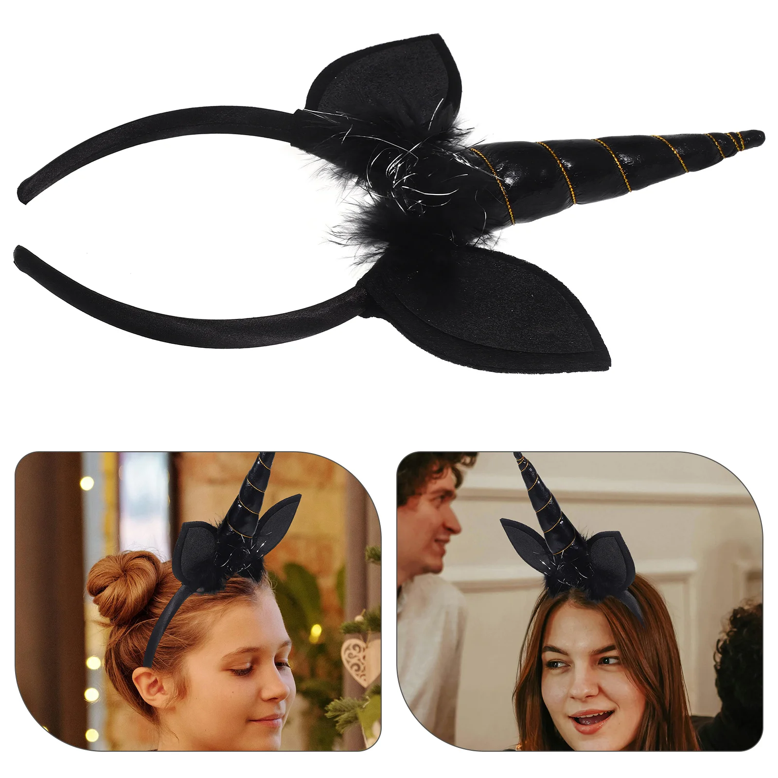 Party Headdress Cosplay Headwear Unicorn Hair Black Headband Flash Hoop Kids Child Accessories Bands