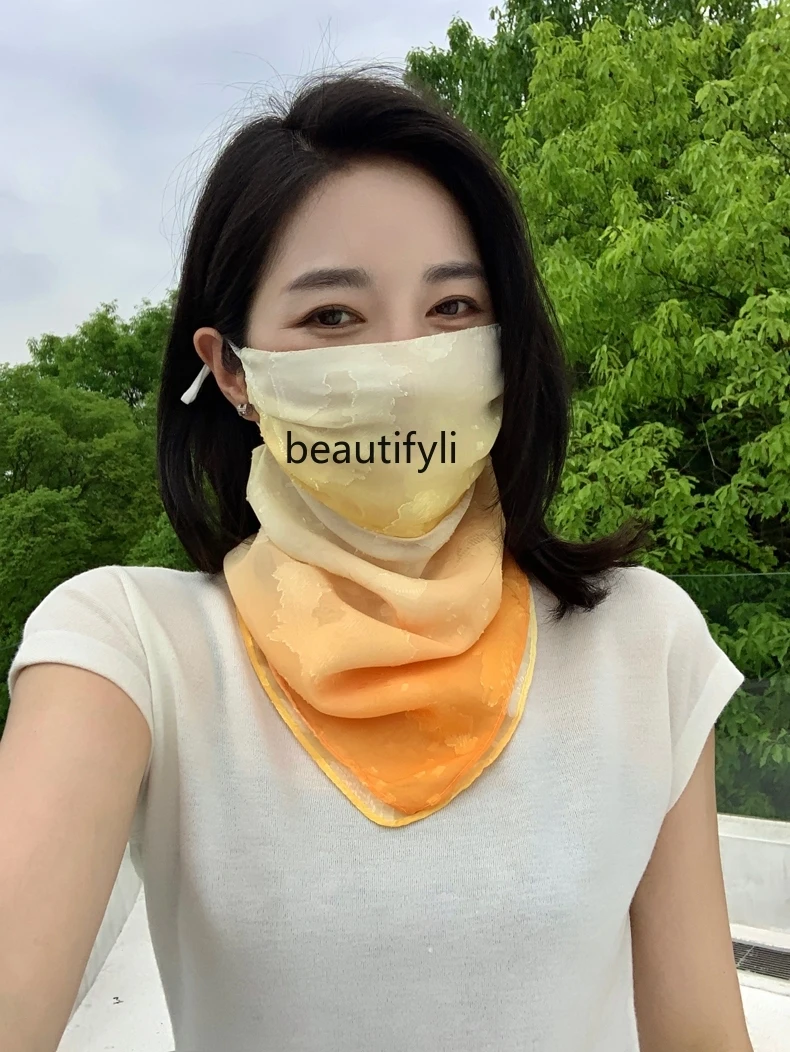 Summer Outdoor Cycling Sun Protection Neck Mask Scarf Magnetic Buckle Breathable Face Covering Scarf Veil