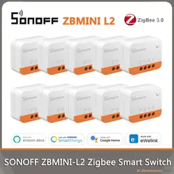 SONOFF ZBMINI L2 ZigBee Mini DIY Smart Switch No Neutral Wire Required Light Relay Module For Alice Alexa Google Home Smartthing