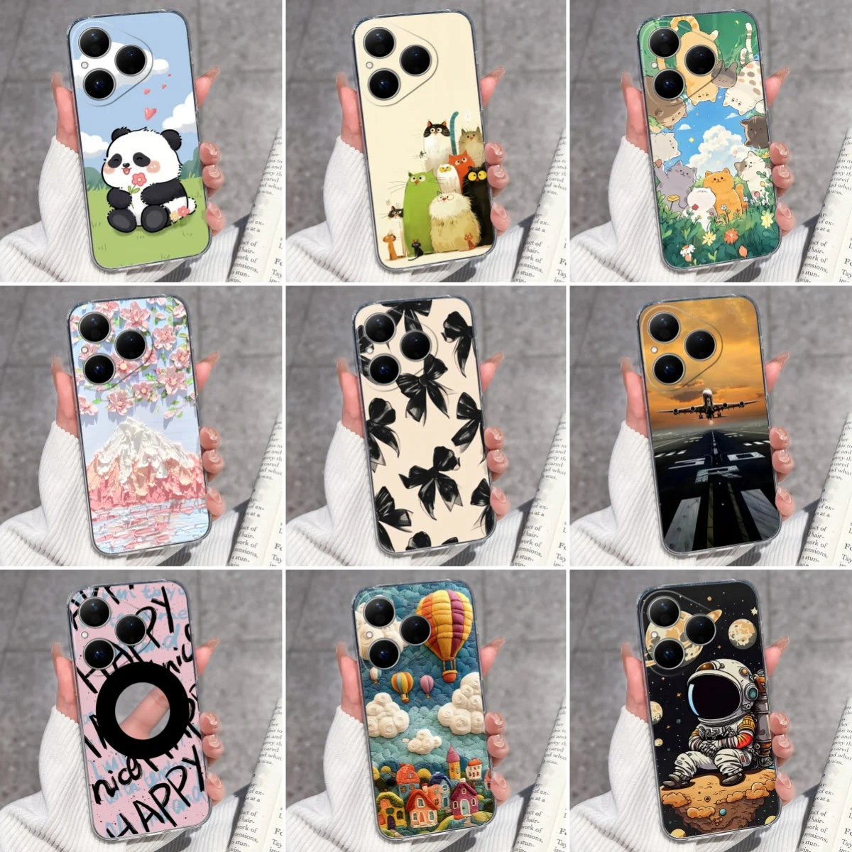 For Samsung Galaxy XCover6 Pro Case Galaxy XCover7 Clear TPU Phone Casing Cute Panda Astronaut Patterns Premium Protective Cover
