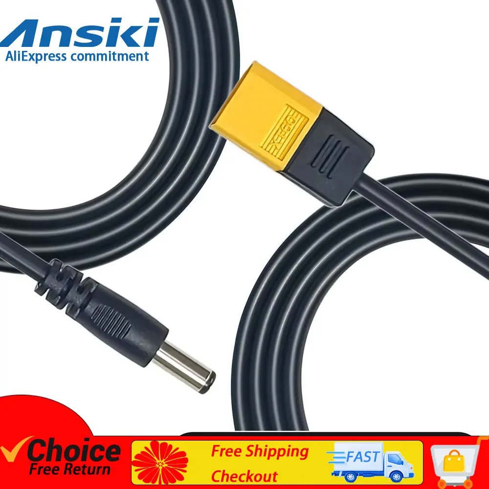 XT60 Male Bullet Connector To Male DC DC5525 Power Cable 5.5x2.5mm Adaptor For TS101 PINE64 Electronic Soldering Iron