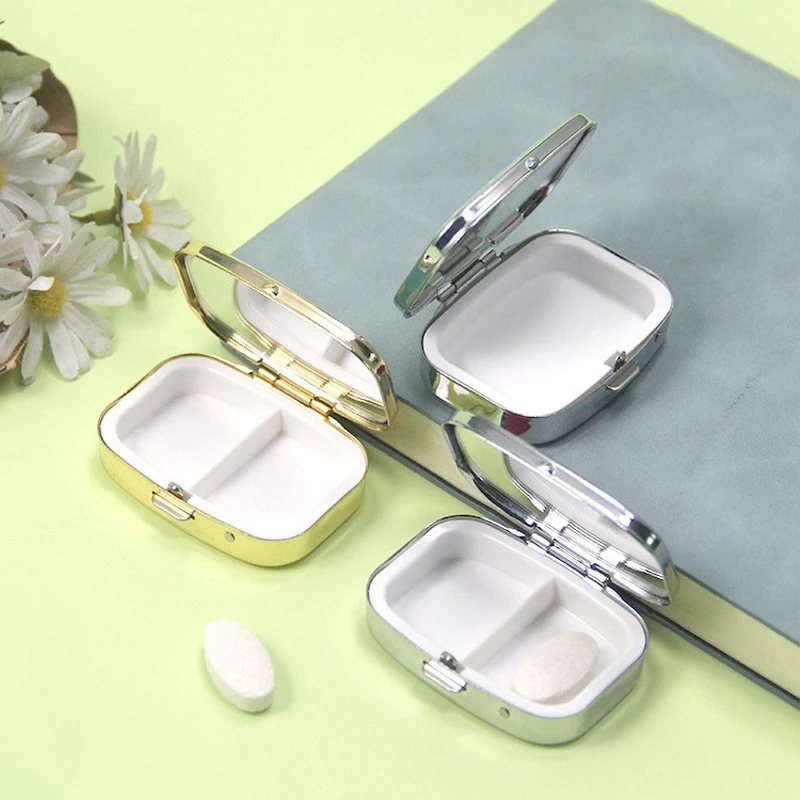 Portable Seal Metal Medicine Box With Mirror Travel Pill Capsule Box Drug Dispense Storage Arrange Storage Of Health Products