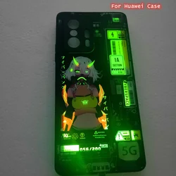 LED Flash Girl Phone Case For Huawei P40 P30 Lite P20 P50 Pro Mate 40 30 Pro Honor 50 20 Pro 9X 8X Luminous Glass Bumper Coques