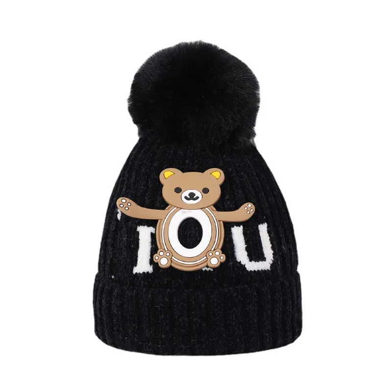 1 2 3 4 Years Old Boys Girls Winter Warm Hats Knitted Beanie Cap with Pompom Snow Bonnets Windproof Cold Weather Freeshiping