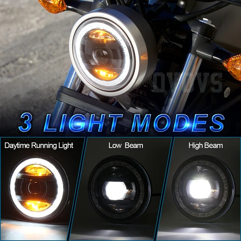 New Arrival Waterproof Motorcycle Headlight DRL with Amber/White Background 5.75 Inch Led Headlight