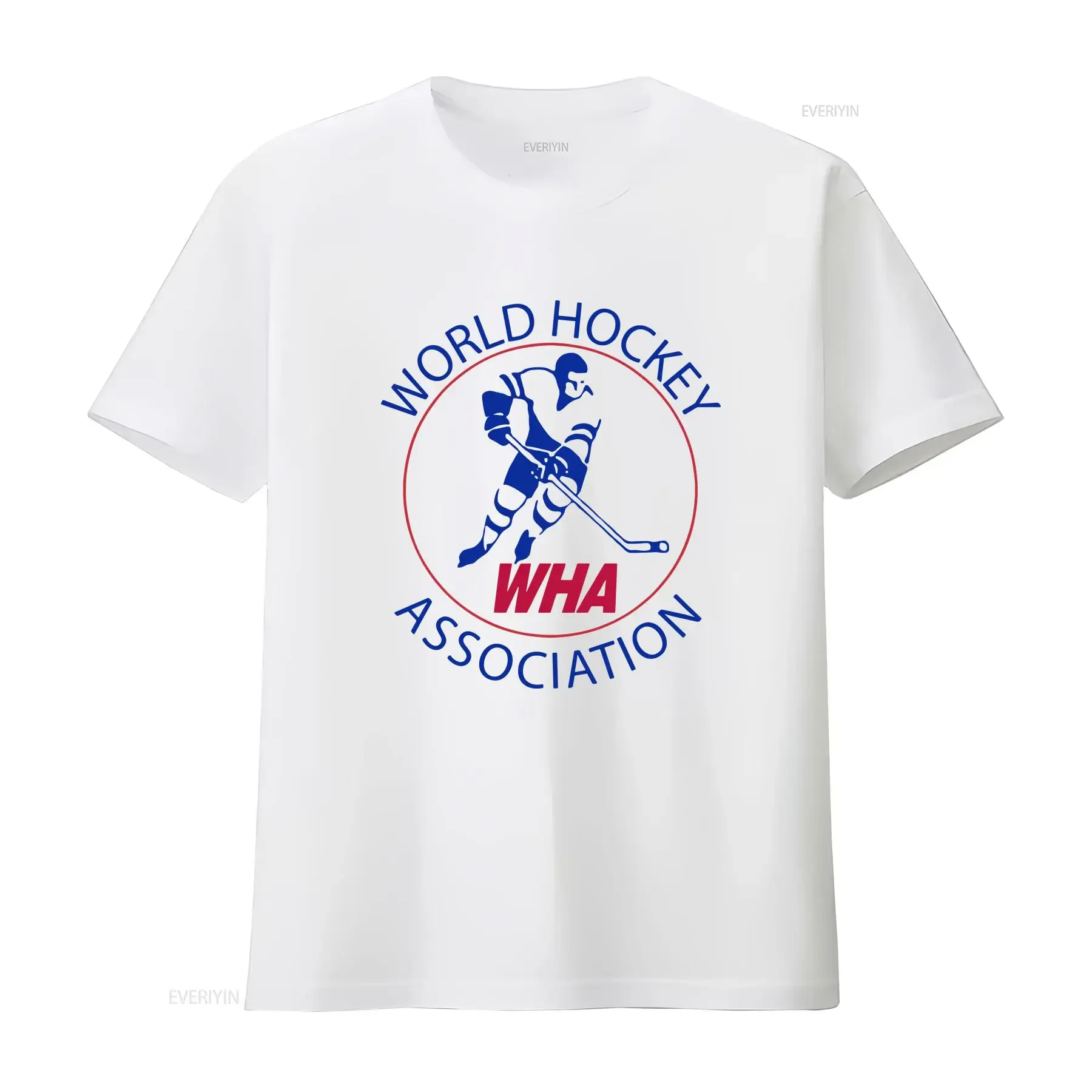 تي شيرت WHA World Hockey Association 1972 تي شيرت عتيق مصمم ملابس قابلة للتنفس قليلاً ملابس الشارع الشهير