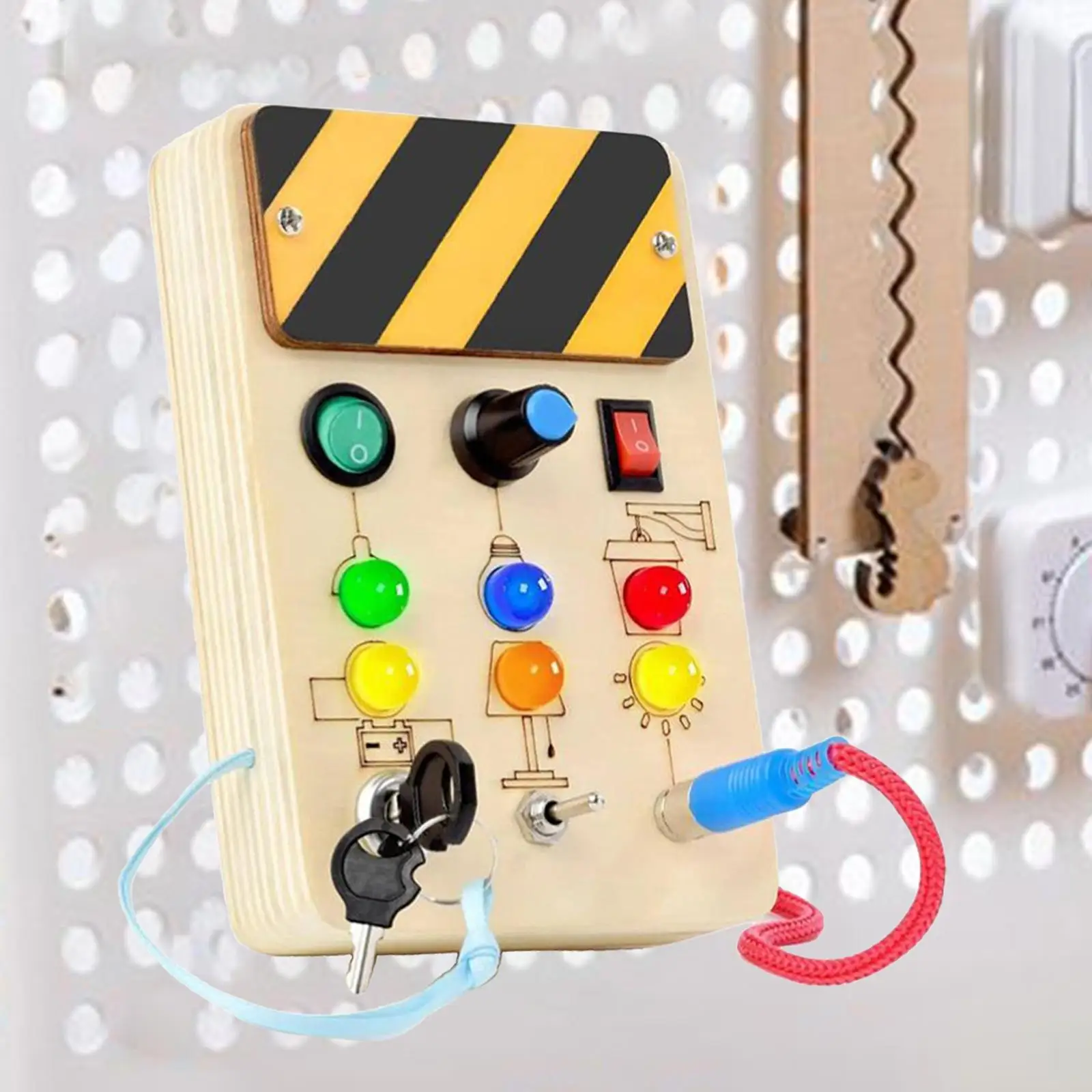 

LED Light Switch Busy Board Wooden Sensory Toy Preschool Learning Toy Cognition