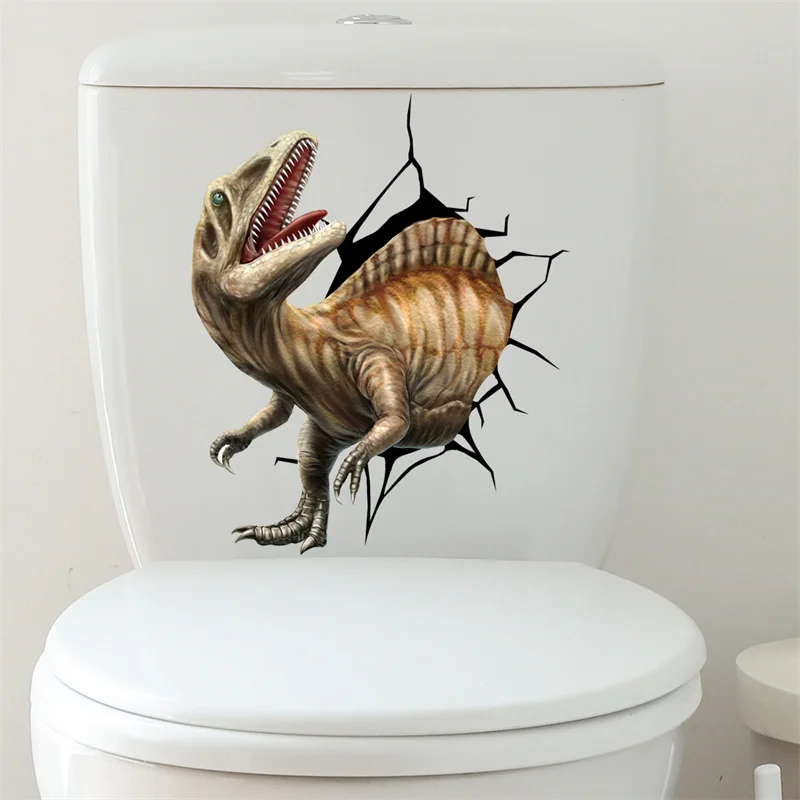 M5 Funny Cartoon Animal Dinosaur Wall Sticker Toilet Stickers Toilet Lid WC Door Sticker Household
