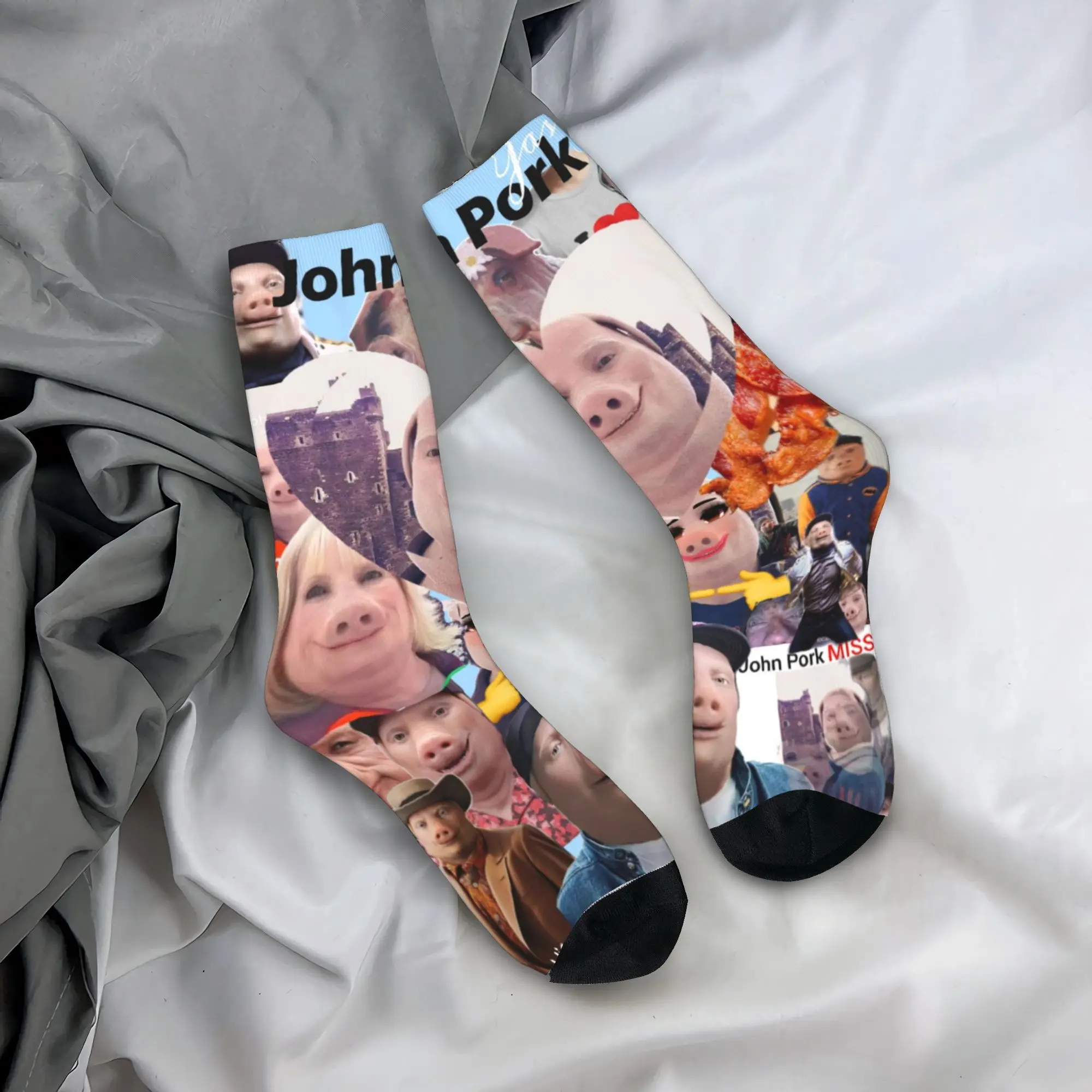 

John Pork Funny MeMe Stockings Unisex Men Socks Comfortable Fashion Socks Winter Outdoor Anti Skid Pattern Socks Birthday Gift