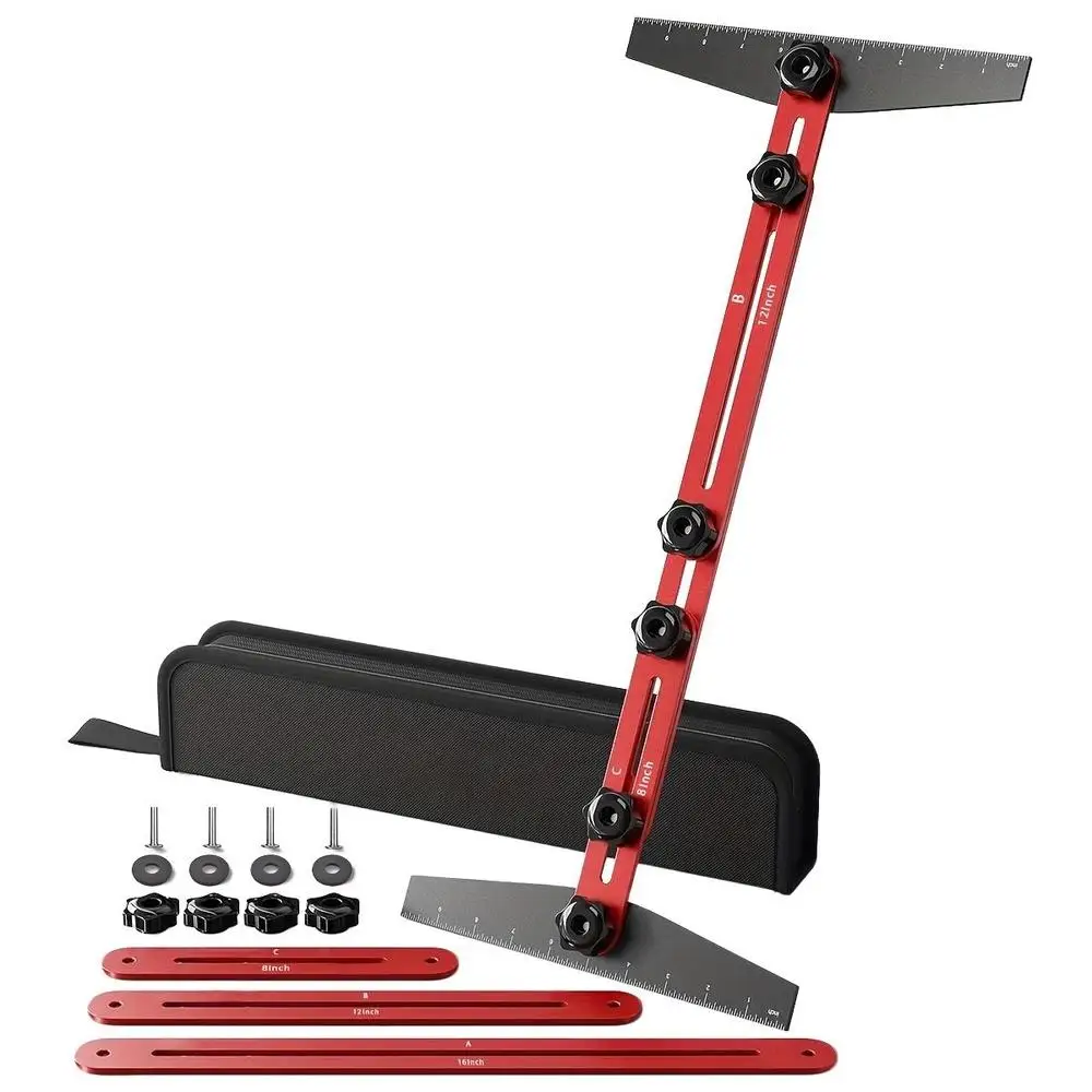 New Adjustable Length Stair Step Template Tool, 1 Set Stair Step Measuring Tool with Angle Support & Edge Flip Stop, Ideal Gift