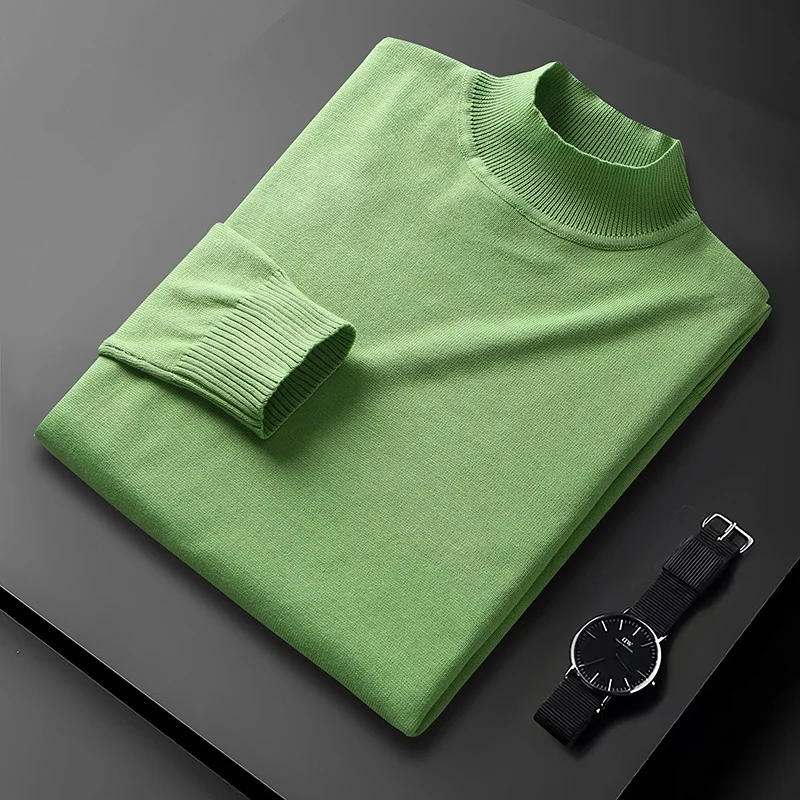 Men's New Half Turtleneck Sweater Men's Autumn and Winter Warm Korean Trend Knit Sweater