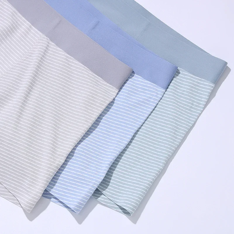 Paquete de 3 ropa interior para hombre, Boxers para hombre a rayas de Jacquard de algodón mezclado sin costuras, transpirables, de secado rápido,