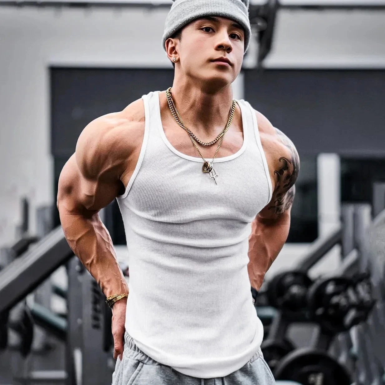 New Men's Vest, Gym Vest, Training, Fitness, Bodybuilding, Breathable Tops, M-3XL Men Bodybuilding Tank Top Gym Clothing Sport