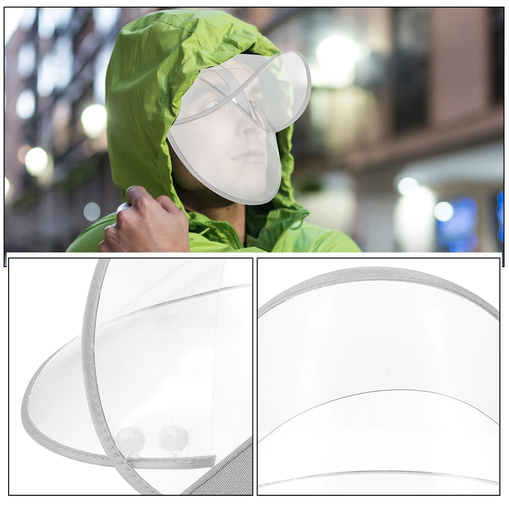 2 個のレインコート帽子つば透明交換可能なキャップつばレインポンチョフェイスプロテクター軽量シールド保護アクセサリー